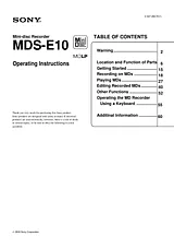 Sony MDS-E10 Справочник Пользователя