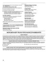 KitchenAid 30-Inch 4-Burner Dual Fuel Slide In Range, Architect® Series II Garantieinformation