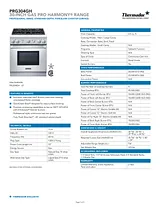 Thermador PRG304GH Specification Sheet