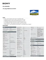 Sony KDL40W600B Specification Sheet