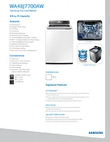Samsung WA48J7700AW Specification Sheet