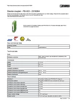 Phoenix Contact Device coupler FB-ISO 2316064 2316064 Data Sheet