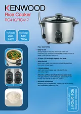 Kenwood Rice Cooker - RC417 RC417 Leaflet