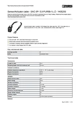 Phoenix Contact Sensor/Actuator cable SAC-3P- 5,0-PUR/BI-1L-Z 1435250 1435250 Data Sheet