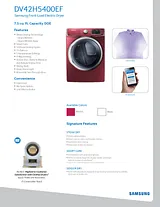 Samsung DV42H5400E Specification Sheet