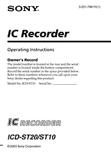 Sony ICD-ST10VTP Manual