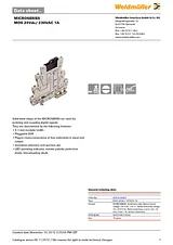 Weidmueller OPTO MOS 24VDC / 230VAC 1A 8652010000 Техническая Спецификация