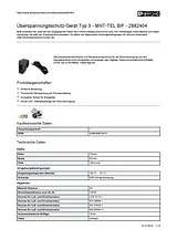 Phoenix Contact Type 3 surge protection device MNT-TEL B/F 2882404 2882404 Data Sheet