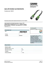 Phoenix Contact Sensor/Actuator cable SAC-4P-M12MS/ 5,0-PUR/M12FS 1694075 1694075 Fiche De Données