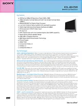 Sony kdl-46v2500 Guida Specifiche