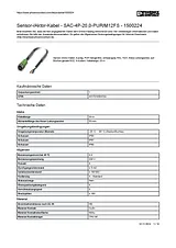 Phoenix Contact Sensor/Actuator cable SAC-4P-20,0-PUR/M12FS 1500224 1500224 Data Sheet
