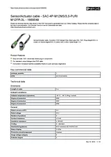 Phoenix Contact Sensor/Actuator cable SAC-4P-M12MS/3,0-PUR/M12FR-3L 1668548 1668548 Data Sheet