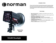 Photo Control/Norman ML600 Monolight User Manual