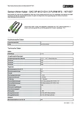 Phoenix Contact Sensor/Actuator cable SAC-3P-M12Y/2X1,5-PUR/M 8FS 1671357 1671357 Data Sheet