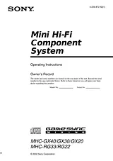 Sony MHC-RG33 Manual