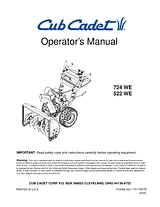 Cub Cadet 522 WE Manual Do Utilizador