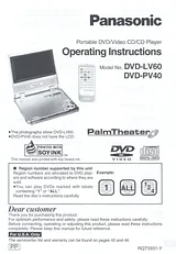Panasonic dvd-pv40 Справочник Пользователя