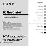 Sony ICD-SX Manuel D’Utilisation