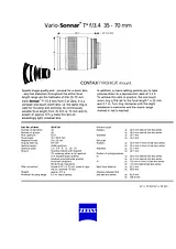 Carl Zeiss Touit 32 mm f/ 1.8 Lens Manual Técnica