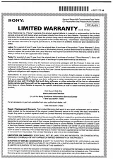Sony SHAKE5 Warranty Information