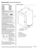 KitchenAid 24-Inch 6-Cycle/7-Option Dishwasher, Pocket Handle 尺寸示意图