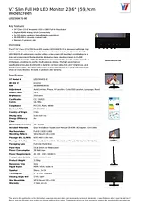 V7 Slim Full HD LED Monitor 23,6" | 59,9cm Widescreen LED236W3S-9E Ficha De Dados