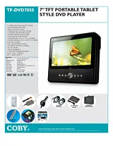 Coby TF-DVD7050 7" TFT Portable Tablet Style DVD Player DVD7050 プリント