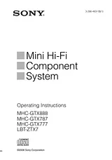 Sony MHC-GTX787 Справочник Пользователя