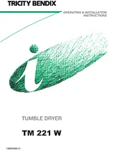 Tricity Bendix TM 221 W Benutzerhandbuch