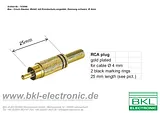 Bkl Electronic RCA connector Plug, straight Number of pins: 2 Black 101002 1 pc(s) 101002/R Ficha De Dados