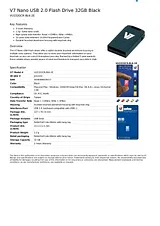 V7 Nano USB 2.0 Flash Drive 32GB Black VU232GCR-BLK-2E Dépliant