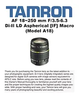 Tamron SP 17 mm f/ 3.5 Adaptall-2 model 51B Lens Handbuch