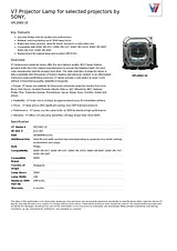 V7 Projector Lamp for selected projectors by SONY, VPL2083-1E Data Sheet