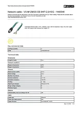 Phoenix Contact Network cable VS-M12MSS-OE-94F/ 2,0/10G 1440546 1440546 Data Sheet
