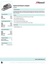 Rexel Optima 20 Electric Stapler 2102351 Data Sheet