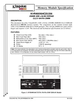 Kingston Technology 256MB 400MHz DDR Non-ECC CL2.5 DIMM KVR400X64C25/256 Data Sheet