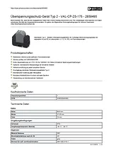 Phoenix Contact Type 2 surge protection device VAL-CP-2S-175 2859495 2859495 Data Sheet