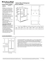 KitchenAid 26.8 cu. ft. 36-Inch Width Standard Depth French Door Refrigerator with Exterior Ice and Water Platinum Interior Ilustrações Dimensionais