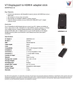 V7 Displayport to HDMI® adapter stick ADPDPHA21-1E Fascicule