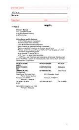 Hitachi VT-F381A User Manual