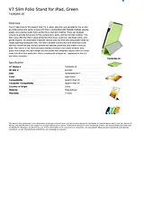 V7 Slim Folio Stand for iPad, Green TA36GRN-2E Merkblatt