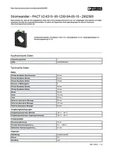 Phoenix Contact Current transformer PACT V2-6315- 95-1250-5A-05-15 2902565 2902565 Data Sheet