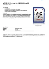 V7 SDHC Memory Card 16GB Class 10 VASDH16GCL10R-2E Листовка