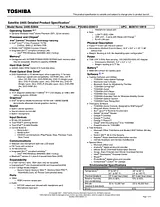 Toshiba u405-s2854 Guide De Spécification