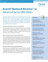 Acronis Backup & Recovery 10 Advanced Server SBS Edition TUCLXDDEA23 Hoja De Datos