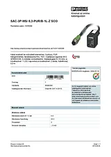 Phoenix Contact Sensor/Actuator cable SAC-3P-MS/ 0,3-PUR/B-1L-Z SCO 1435289 1435289 Data Sheet