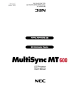 NEC MultiSync MT600 Справочник Пользователя