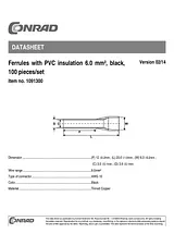 Conrad Ferrule 6 mm² 12 mm Partially insulated Black 93015c47 100 pc(s) 93015c47 Data Sheet