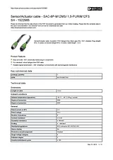Phoenix Contact Sensor/Actuator cable SAC-8P-M12MS/ 1,5-PUR/M12FS SH 1522985 1522985 Data Sheet