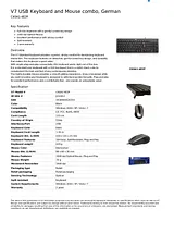 V7 USB Keyboard and Mouse combo, German CK0A1-4E2P プリント